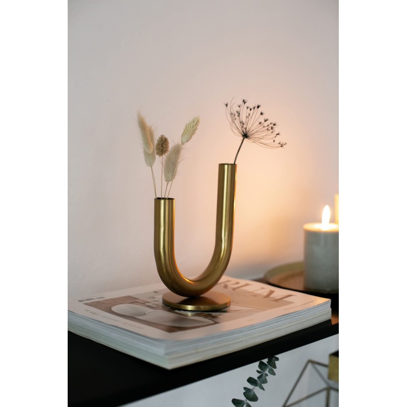 LaLe Living Ajala Vase in Gold U-shaped Asymmetric with Double-Sided
