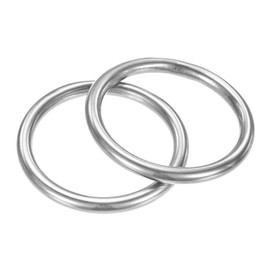 TIXIPEM 40mm Dia Metal O Rings [2Pcs] - 316 Stainless Steel 5mm THK Multi-Purpose Welded Round Rings Use for Crafts & Camping Belt & Dog Leashes - Seamless Lifting Hoops