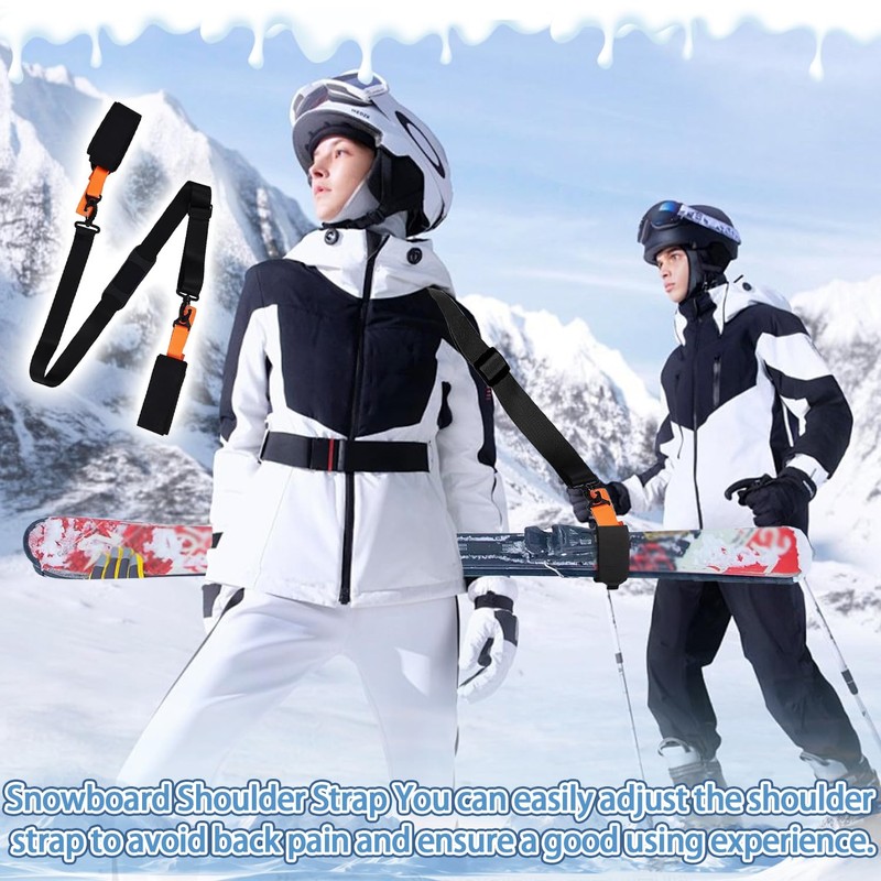 Ski Carry Strap, Skiing Skateboard Adjustable Shoulder Strap, Ski Pole