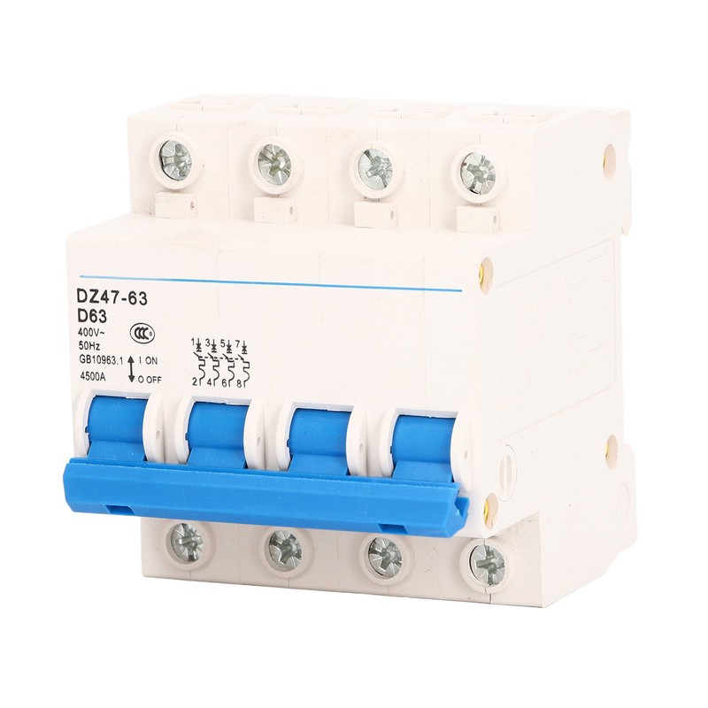 4P Miniature Circuit Breaker DIN Rail Mount Low Voltage Overload