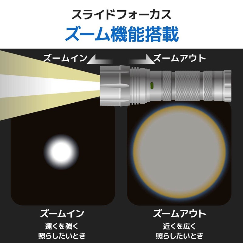 OHM Electric Flashlight Handy Light LED Waterproof LED Zoom Light