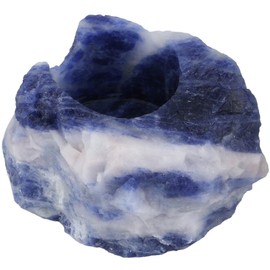 rockcloud Natural Raw Blue Sodalite Taper Tea Light Candle Holder Air Plant Holder Healing Stone Home Decoration Figurine