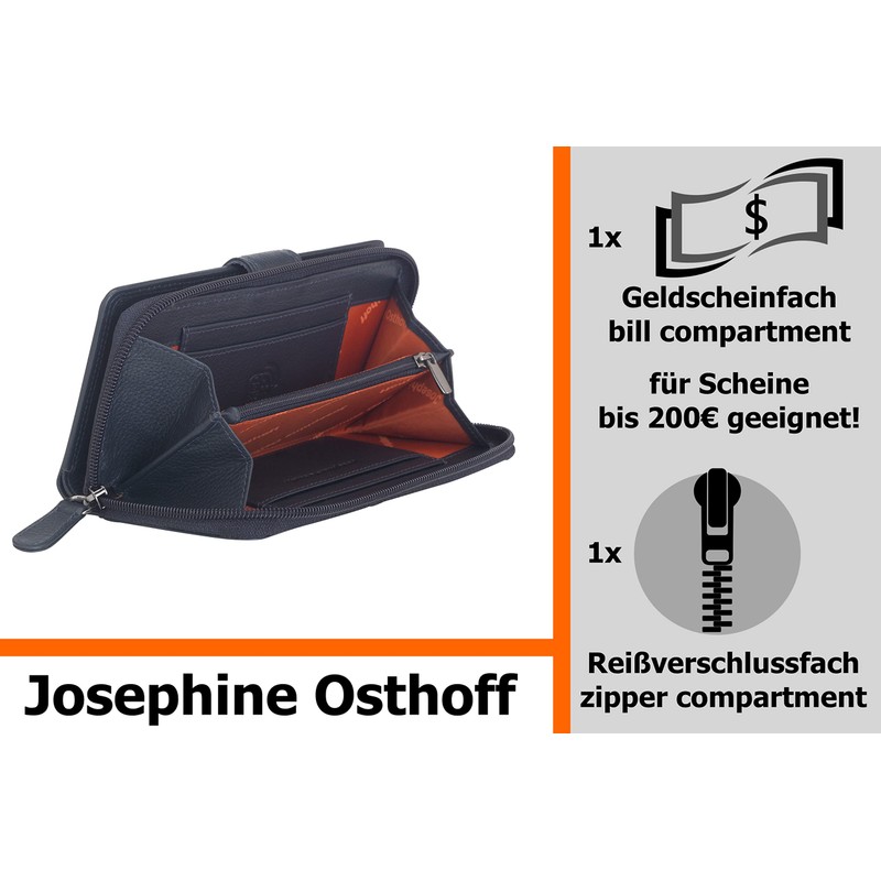 Josephine Osthoff Bremen Compact Genuine Leather Wallet with RFID Protection,