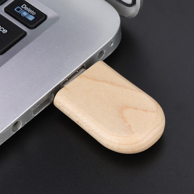 Oval Maple Wooden Shell USB 3.0 Flash Memory Drive Storage