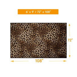 Aukib Leopard Rug 6x9 Washable Area Rug Soft Large Bedroom Rug Non Slip Living Room Rugs Leopard Print Low-Pile Indoor Carpet for Den Dorm Playroom（6x9ft,Brown）