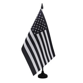 AZ FLAG - USA Black and White Table Flag 8.25 x 5.5 Inch - Small American Flag - Office Flag 100% Polyester with 10 Inch Stem and Black Plastic Base