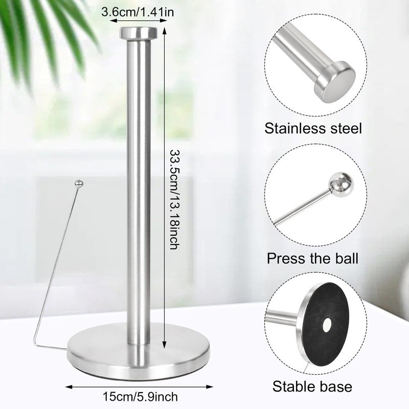Kitchen Roll Holder, Silver Kitchen Roll Holder Standing with Clamping