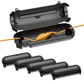 Iwillink 6 Pack Outdoor Extension Cord Safety Cover with Waterproof Protector Seal, Weatherproof Electrical Connection Box for Outdoor Outlet, Plug, Christmas Decoration, Black