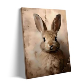 B.B.F MAKE Rustic Easter Bunny Canvas Wall Art, Bunny Farmhouse Home Decor Print Painting Spring Artwork, Retro Easter Vintage Holiday Gift Bedroom Living Room Decoration, Framed 16x20inch