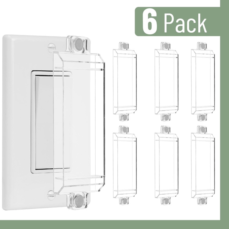 Bates- Magnetic Light Switch Guard, 6 Pack, Clear, Child Proof
