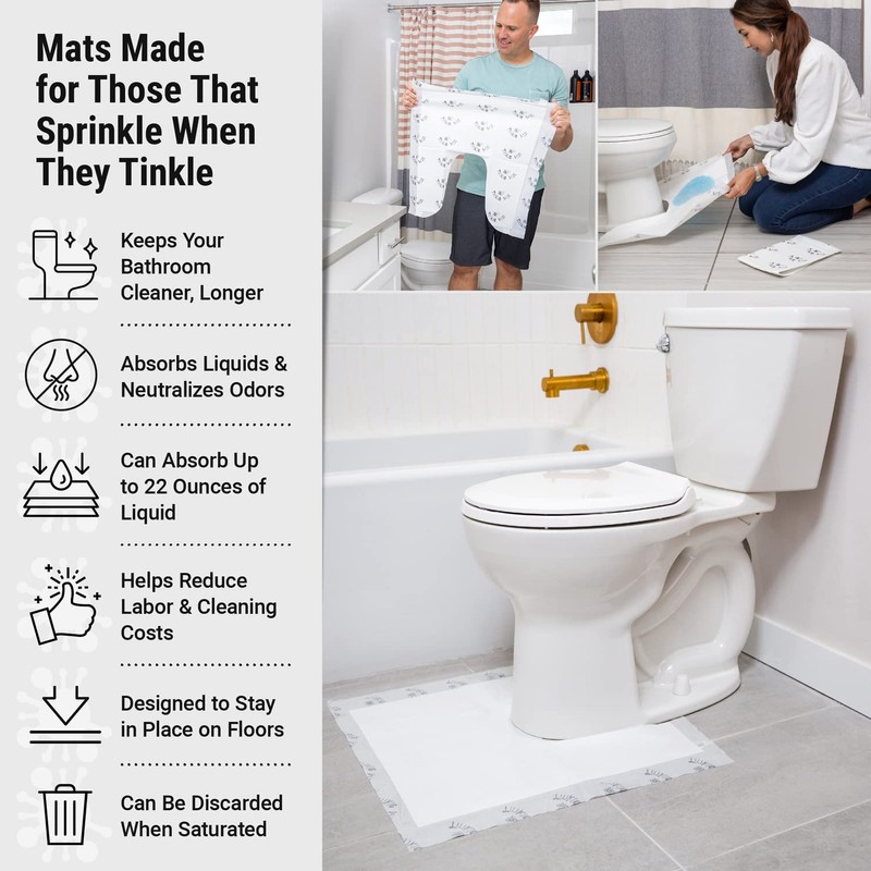 Tinkle Mat Disposable Toilet Commode Mat – Super Absorbent, Deodorizing