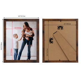 Wtrgas 1 Pack 8x10 Picture Frame for Tabletop and Wall, 8 by 10 Rustic Brown Photo Frame for Horizontal and Vertical Display