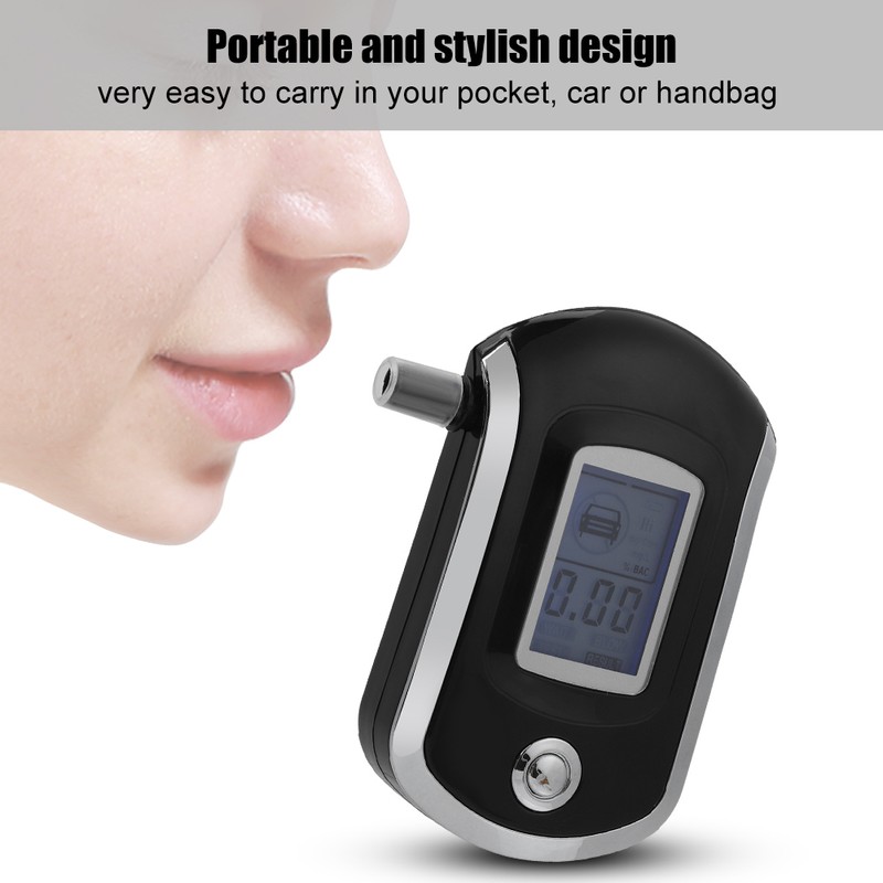 Digital Breath Alcohol Tester Professional Car Alcoholimetro Breathalyser with 5