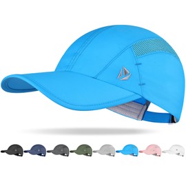YANIKY Quick-Dry Running Hat for Men & Women Cooling Hat UPF 50+ Thin Baseball Cap Lightweight Breathable Mesh Adjustable Sport Hats, Lake Blue, One Size
