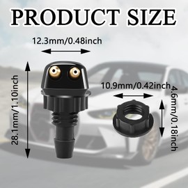 Gistilli 2 PCS Front Windshield Washer Nozzles, Car Wiper Washer Sprayer Kit Compatible for Most Cars (Black)