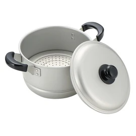 Pearl Metal Corporation Two-Handled Pot, Steaming Pot, Multi-Purpose Pot, 7.9 inches (20 cm), Pot Lid Included, For Gas Stoves, Aluminum, New Select, Wacoat Trading H-2414