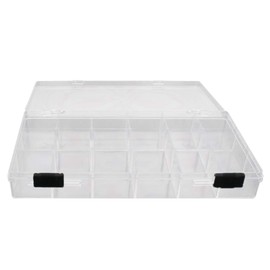 MroMax PS Component Storage Box 205x105x30mm Plastic Organizer Container Fixed Grids Tool Boxes for Electronic Component Small Accessories Transparent Color 1Pc