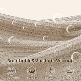 PHF Soft Waffle Weave Blanket Queen Size 90’’x90’’ - Lightweight and Breathable Woven Blankets for All Season- Great Decor for Couch Bed Sofa - Khaki