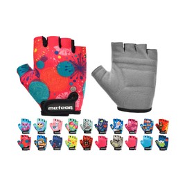 Meteor children's gel cycling gloves, BMX gloves, riding gloves, MTB gloves, kick scooter gloves for girls & boys, multicolour