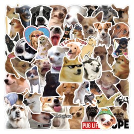 TUMAJI 55PCS Funny Dog Meme Stickers for Adults, Cute Dog Pet Waterproof Vinyl Stickers for Water Bottle Laptop Luggage Scrapbook Skateboard, Cool Puppy Animals Decals, Party Supplies