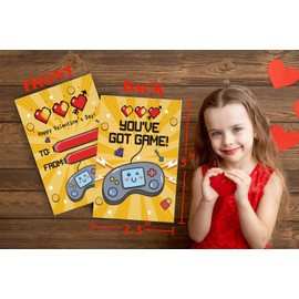 30 Valentines Days Cards for Boys Girls Classroom,Video Game Themed Classroom Valentine's Day Cards for Boys And Girls,Valentine's Cards for Boys Girls,Valentine's Day Greeting Cards Gift Tags,14