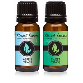 Eternal Essence Oils 2 Pack 10ml Premium Fragrance Oil - Aspen Grass & Sweet Grass - for Candle, Soap Making, Aromatherapy, Diffusers, Home Care, & Humidifiers