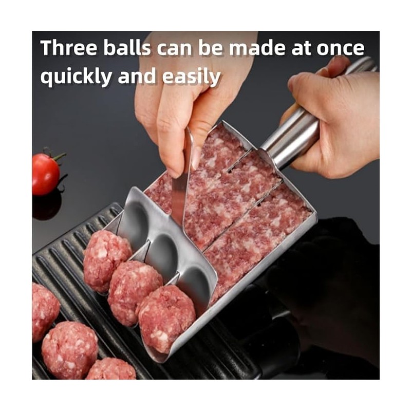 Jindizi Triple Meat Baller Scoop, Stainless Steel Meatball Machine Meatball
