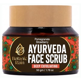 Exfoliante Facial Orgánico Con Granada Y Fresa, Exfoliante Ayurvédico Natural Para Eliminar El Bronceado, Ideal Para Todo Tipo De Piel.               