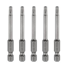 sourcing map 5pcs TT20 Security Torx Head Screwdriver Bit 2.56" (65mm) Long 1/4" Hex Shank Magnetic Tamper Proof 6 Point Star Screw Driver Drill Bits S2 Steel Hole Tip Industrial Power Tools