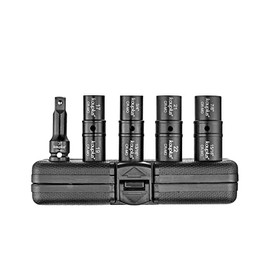 Kauplus 5 PCS 1/2-inch Drive Flip Lug Nut Socket Set –Standard Metric/SAE, 17-22MM & 3/4-Inch-15/16-inch, W/3-inch extension bar