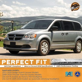 WEELMOTO for 2011-2020 Dodge Grand Caravan Headlights Assembly Compatible with 2008-2016 Chrysler Town Country Headlamp Chrome Housing Amber Reflector Replacement Headlight