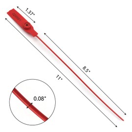 (500pcs) 11 inch Plastic Numbered Security Seal Pull Tight Padlock Safety Tag Tamper Proof Tie Disposable Self-Locking Seals, Red