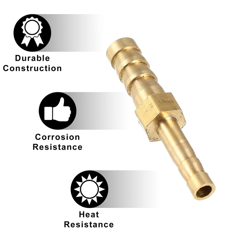 X AUTOHAUX 2 Pcs 6mm-4mm Straight Shaped Hose Barb Brass