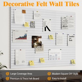 Uoisaiko Felt Cork Board for Wall, 12 Pack Large Bulletin Board, Slat Wall Paneling, Corkboard Pin Board Squares, for Office Home Bedroom Classroom, Decorative, White