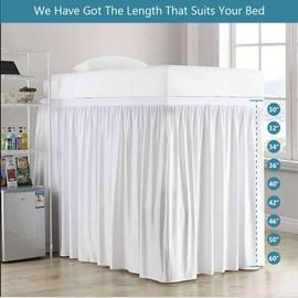 College Room Dorm Bed Skirt- Extra Long Bed Skirt Twin XL Dorm 3 Panels- 100% Soft Microfiber Bed Skirt- Ruffled Bed Skirt for College Dorm Rooms Twin XL- 32 Inch Drop- White Dorm Bed Skirt