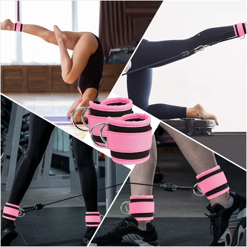 2pcs Adjustable Ankle Straps for Cable Machine with 2 Gourd-Shaped