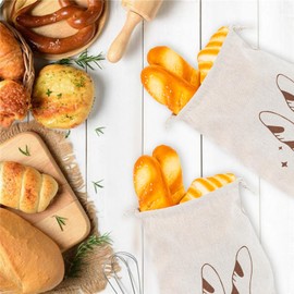 Foyten Sourdough Bread Bags for Homemade Bread Storage – 2-Pack 15 × 11 In Reusable Natural Linen Large Eco Product for Freshness & Long-Lasting Storage