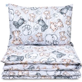 Pepi - Baby Bed Linen Set - 135 x 100 cm Children's Duvet and Pillow 60 x 40 cm - Baby Bed Linen Made of 100% Cotton - Anti-Allergic Baby Duvet and Pillow - Safari