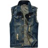 NASKY Men's Fit Retro Ripped Denim Vest Sleeveless Lapel Jean