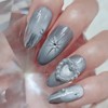 Silver Heart Office Handmade Nail Tips Iron Nails - Short