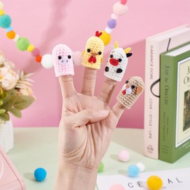 FREEBLOSS 8set Crochet Animal Finger Puppet kit Crochet Beginner's Kit with Instructions for Lovers of Crocheting DIY Cotton Knitting Craft Supplies