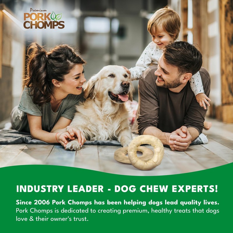 Pork Chomps Baked Pork Skin Dog Chew, 6-inch Bagel, 1
