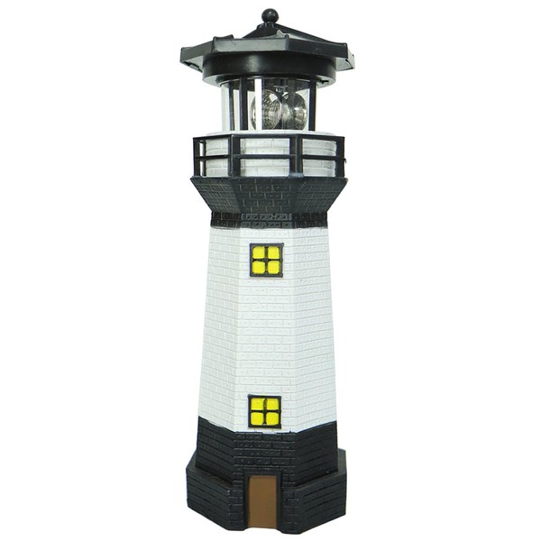 Syfunlv Solar Lighthouse Ornament Solar Revolving LED Lighthouse 10.6 x