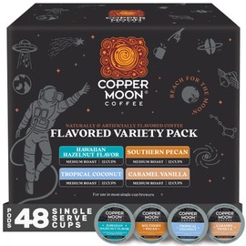 Copper Moon Single Serve Coffee Pods For Keurig K-Cup Brewers, Light/Medium Roast, Flavored Variety Pack, 12 Count (Pack of 4)