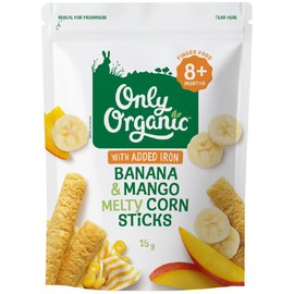 Only Organic Banana & Mango Melty Corn Sticks 8+ Months 15g(Pack of 8)