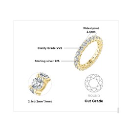 JewelryPalace Fashion Jewellery Classic Cubic Zirconia Stacking Ring Eternity Ring Women's Narrow Wedding Rings Women's Ring Silver 925 Wedding Rings Wedding Rings Front Ring Band Ring Women Jewellery
