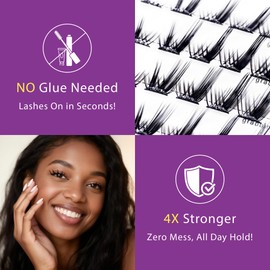 Self Adhesive Eyelashes - EHSZM BEAUTY POP-PRESS manga Lash Clusters No Glue | 3s Easy Apply, 24H Hold No Plastic Feeling/Damage, Natural Wispy Blend for Daily/Party Makeup (SA-Nebula 10-16mm Kit)