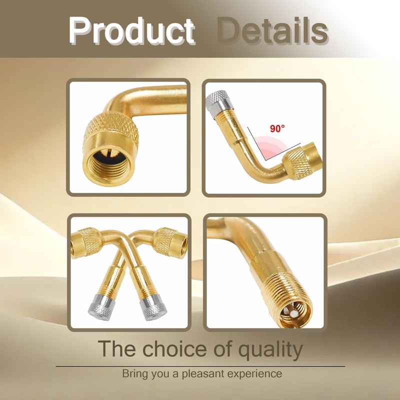 2 Stück 90 Grad VentilverläNgerung, Luftpumpe Adapter,VentilverläNgerung Autoventil,Winkel VentilverläNgerung Autoventil