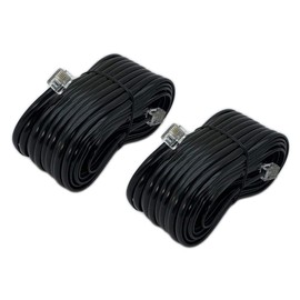 iMBAPrice (2-Pack) 50 Feet RJ11 4C Modular Lone Telephone Extension Phone Cord Cable Line Wire - Black