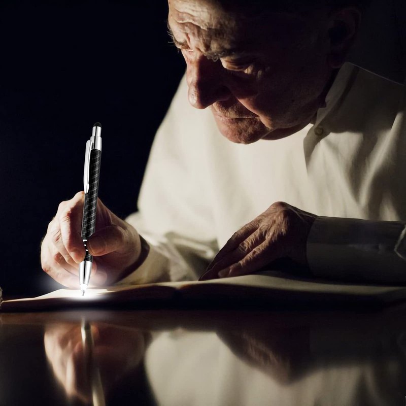 Lighted Tip Pen with Stylus - LED Penlight Light Up